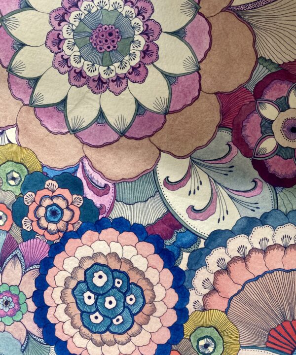 Pretty Japanese flowers hand-drawn by Keiko Yanagoisawa.