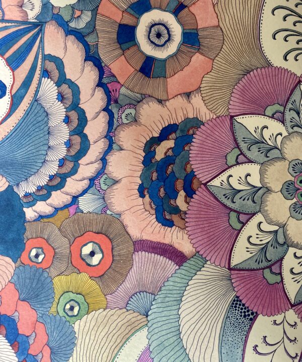 Intricate detail in a Japanese floral print.