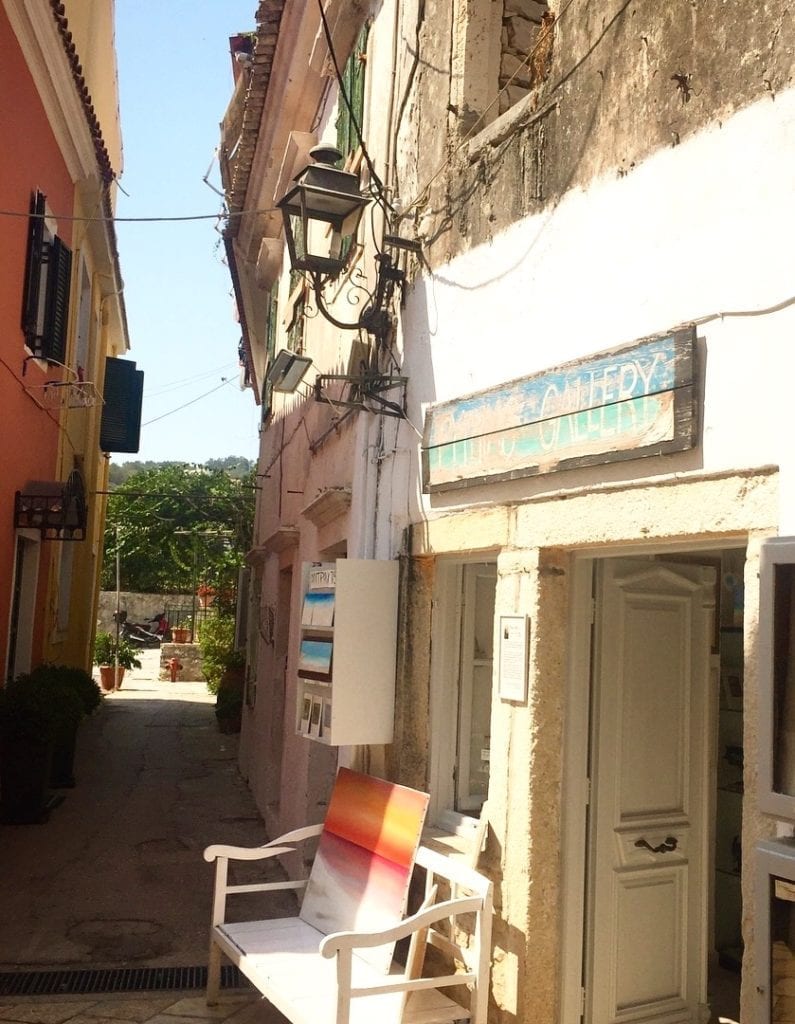 A narrow alleyway off a meandering, Paxos street.