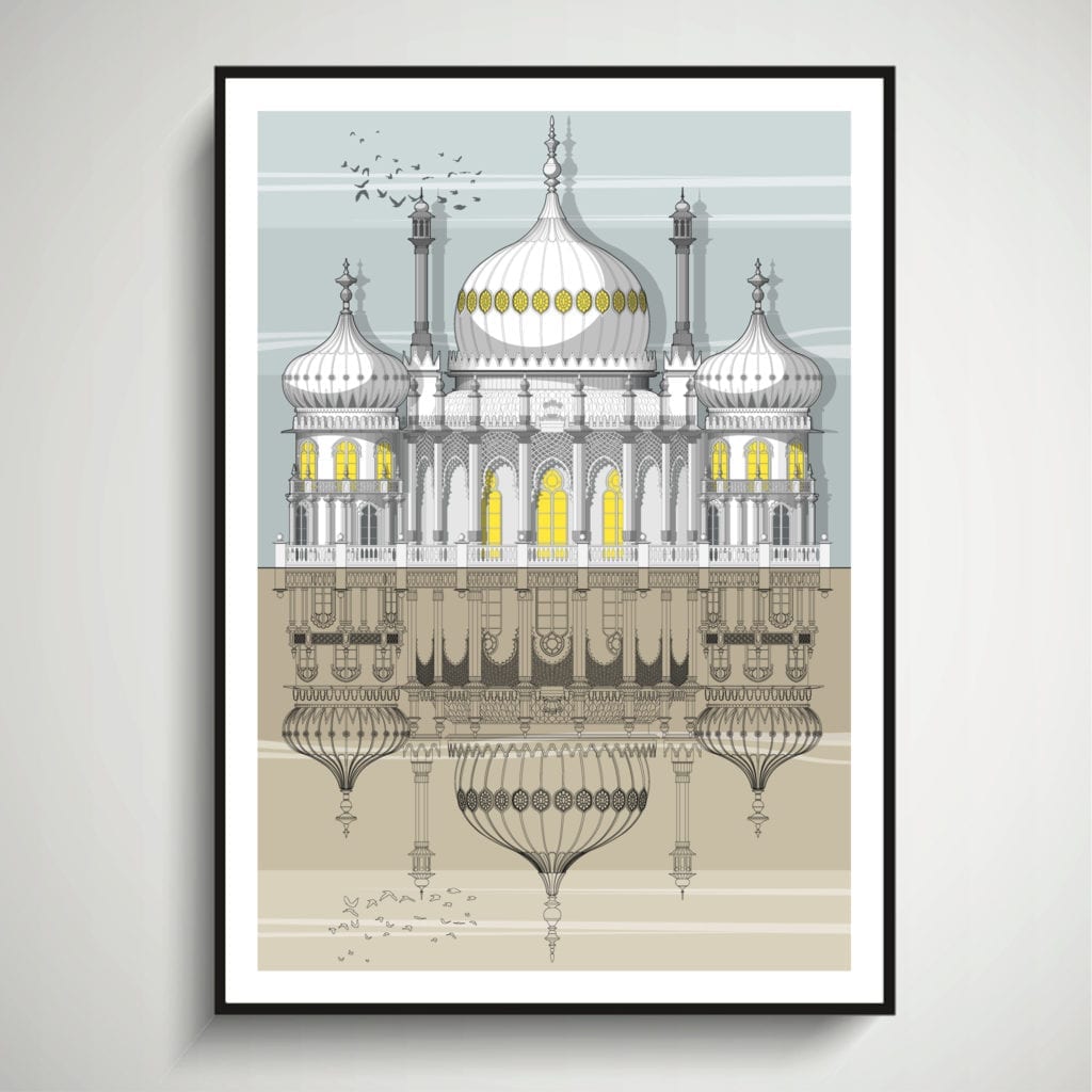 An architectural elevation drawing of The Royal Pavilion, Brighton.