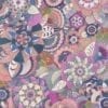 Detail of a floral Japanese drawing limited edition print in a palette of pinks, purples and greens.