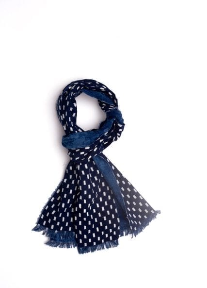 An indigo blue check scarf.