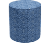 A blue banana leaf print pouffe available through TelescopeStyle.com.