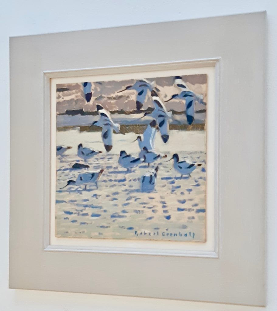 A Robert Greenhalf print of wild-fowl on the beach.