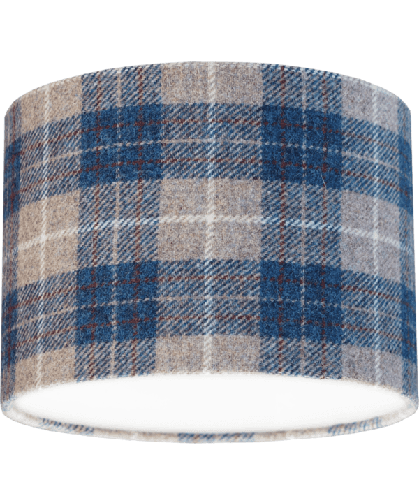 A blue Harris tweed lampshade.