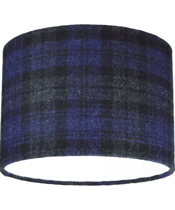 Cut out shot of a Black Watch tartan drum shade.