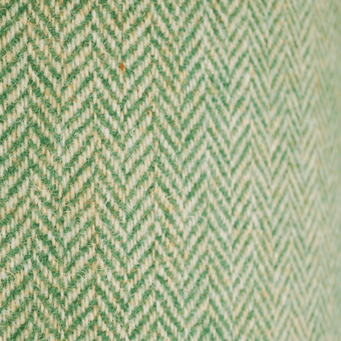 Detail of the herringbone pattern on a green tweed lampshade from the Isle of Harris.