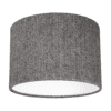 Cut out shot of a grey tweed drum shade with herringbone weave.