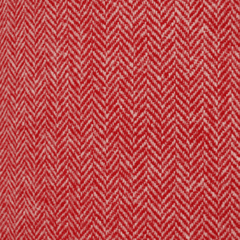 Detail of the herringbone pattern on a red tweed lampshade from the Isle of Harris.