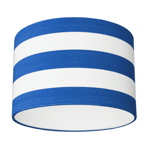 Royal blue and white striped drum lampshade.