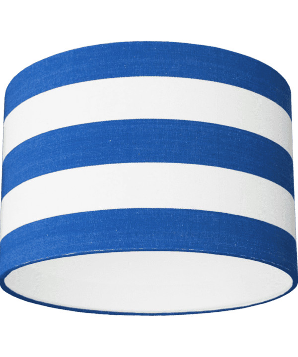 Royal blue and white striped drum lampshade.