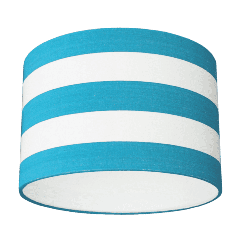 Turquoise and white striped drum lampshade.