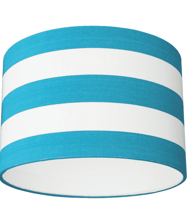 Turquoise and white striped drum lampshade.