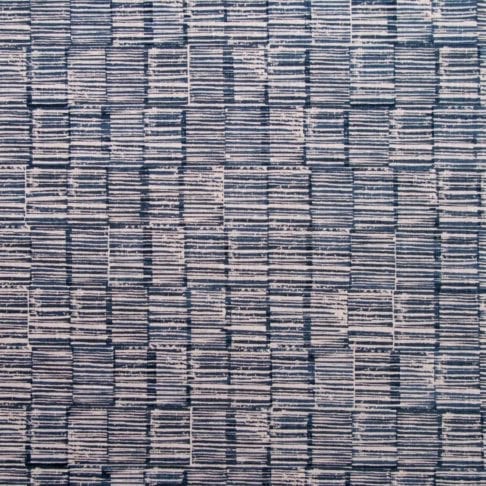 Hand-printed Japanese style linen print fabric 'Sakori' in indigo.