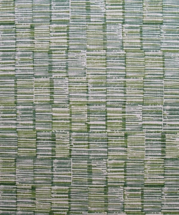 Hand-printed Japanese style linen print fabric 'Sakori' in green.