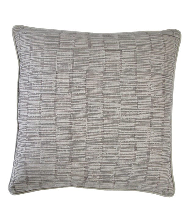 Grey, hand-print linen cushion in a Japanese-inspired design.