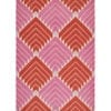 Pink flat weave rug with diamond design in scarlet and bubblegum, handmade in India.