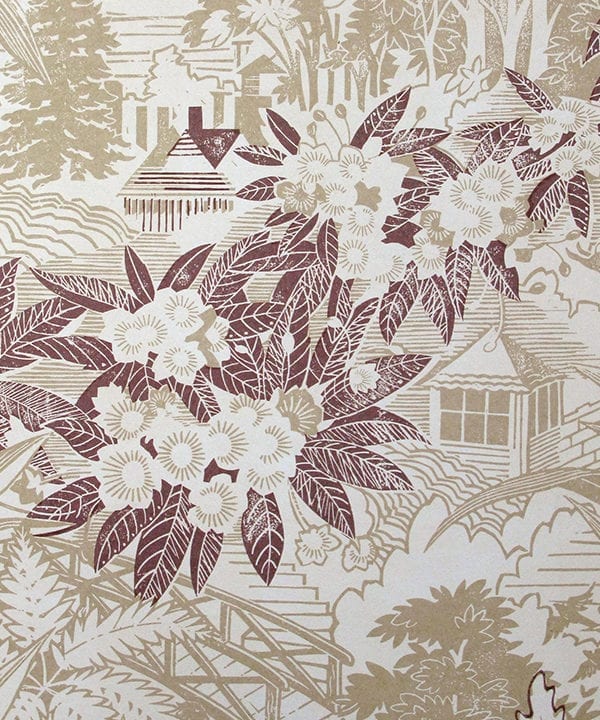 Detail of Webb's Wonder neutral floral wallpaper in the 'Stone' colourway.