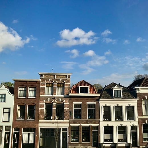 Canal houses in Gouda, Holland.