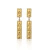 Gold-bar drop earrings inspired by ancient Greek heritage from Telescope Style.