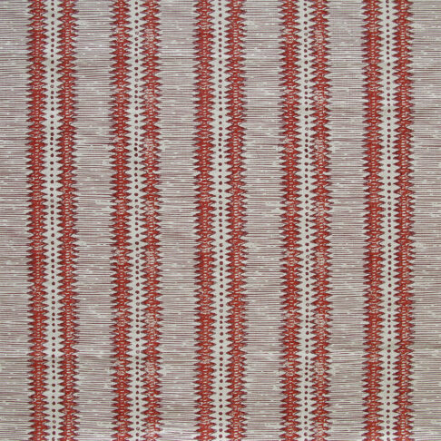 Red and white, zig-zag striped, hand-printed linen from Rapture & Wright.