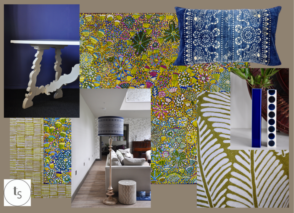 Australian Aboriginal art mood boards for interior design with a modern, eclectic twist from Telescope Style.