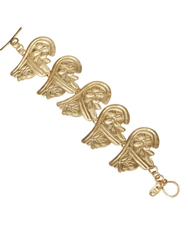 Ancient Greek style gold-plated silver bracelet with traditional Greek motifs.