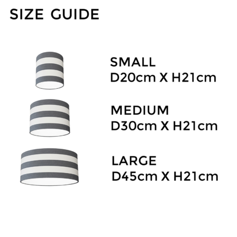 Striped lampshade sizing guide.