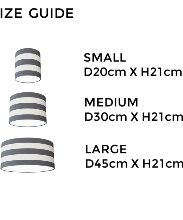 Striped lampshade sizing guide.