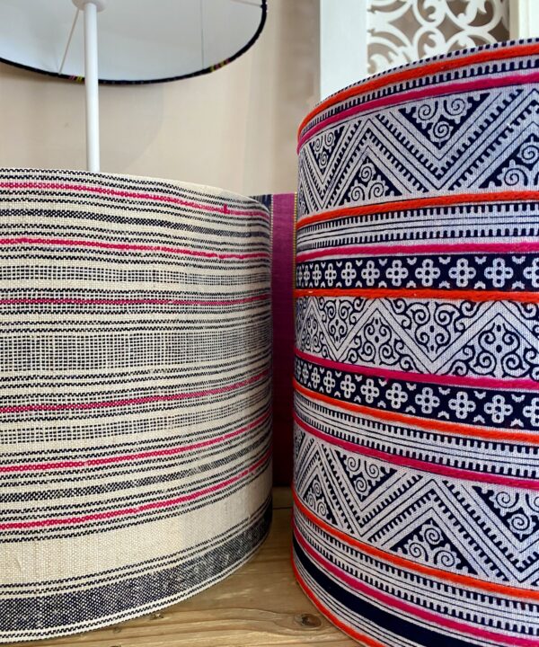 Bespoke Thai textile lampshades.