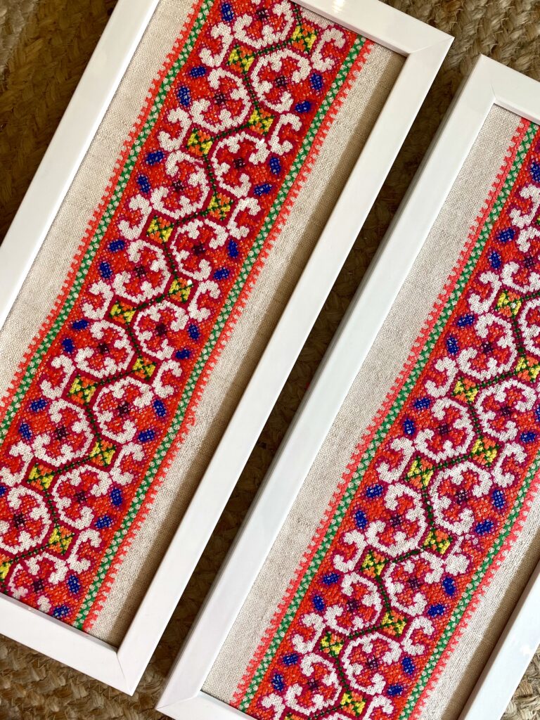 Framed fabric wall art deals