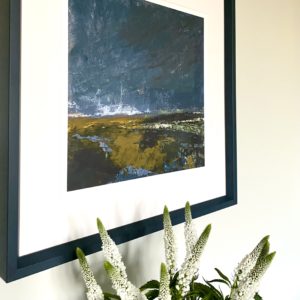 A close-up of the 'Moody Skies' Northern Irish landscape art print by Emma Tweedie.