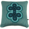 Turquoise cushion covers with an African double knot print.