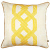 Bold yellow cushion covers with African, Architecturally-inspired pattern.