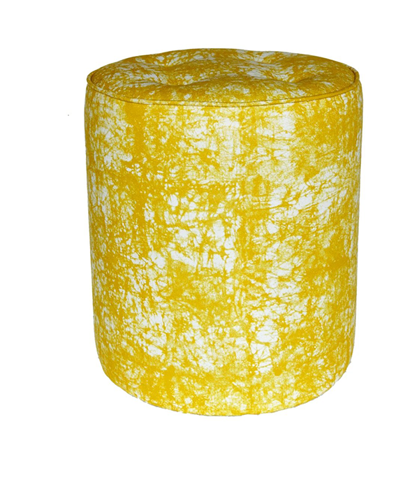 A smart yolk yellow pouffe from a modern African print studio.