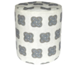 A chic, grey patterned footstool with an African knot design.