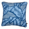 Palm leaf cushion in blue.