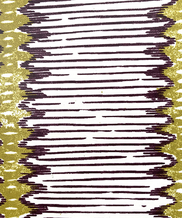 Detail of a zig-zag stripe wallpaper inspired by African design.