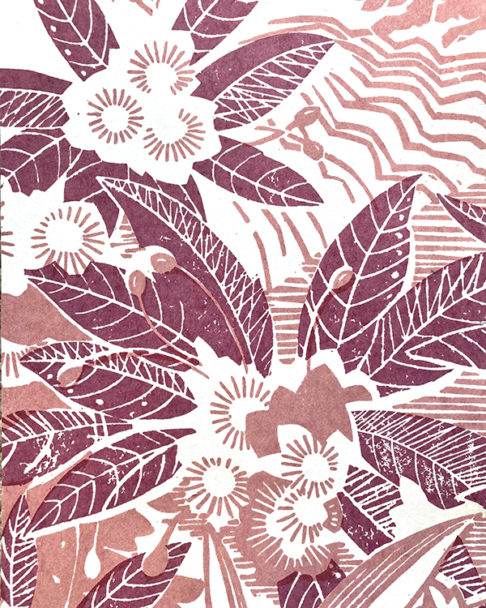 Pink rhododendron print floral wallpaper.