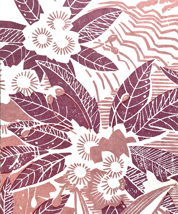 Pink rhododendron print floral wallpaper.