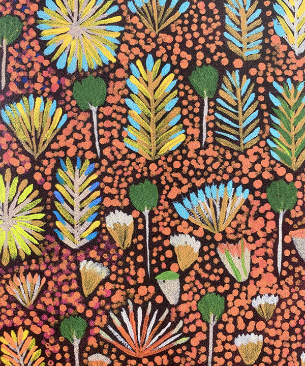 'Daisy' indigenous Aboriginal art wallpaper detail.