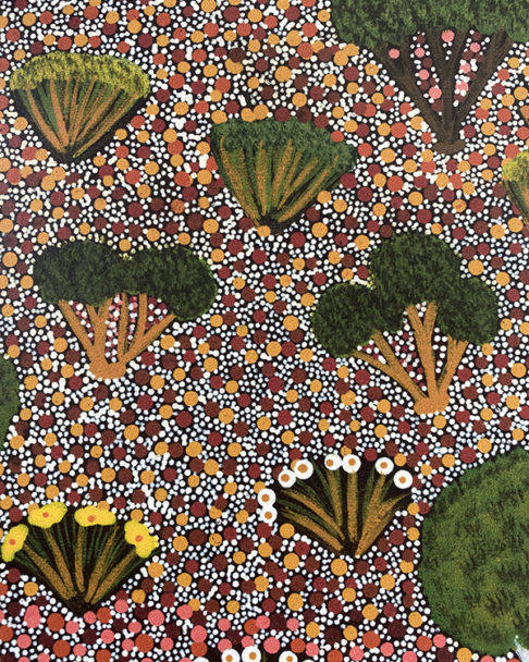 'Lilly' indigenous Aboriginal art wallpaper by Bay Gallery Home.