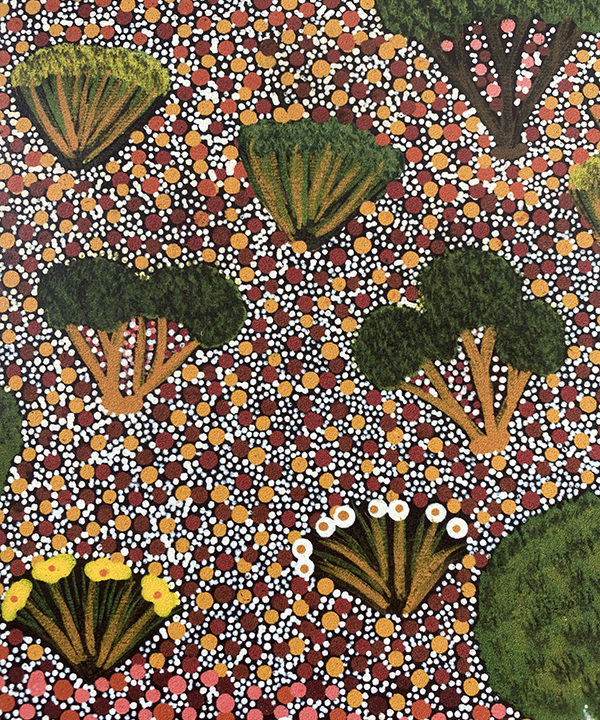 'Lilly' indigenous Aboriginal art wallpaper by Bay Gallery Home.