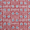 Red patterned cushions fabric 'Iznik' hand-printed linen - a Middle Eastern-inspired design.