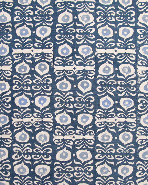 Iznik linen fabric for our indigo blue patterned cushions.