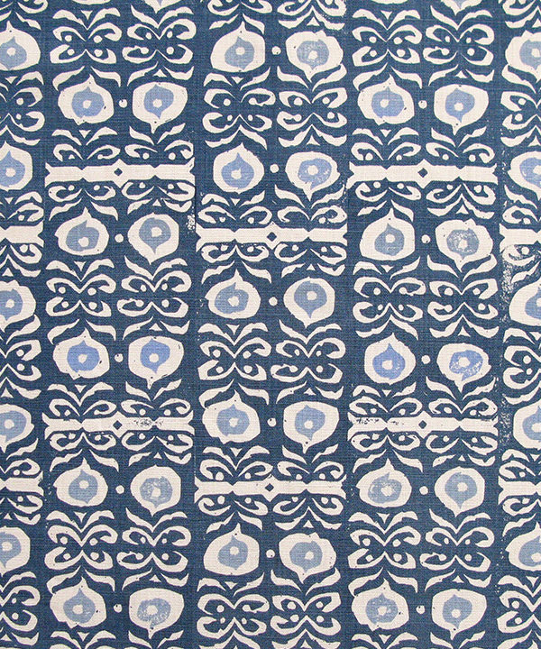 Iznik linen fabric for our indigo blue patterned cushions.