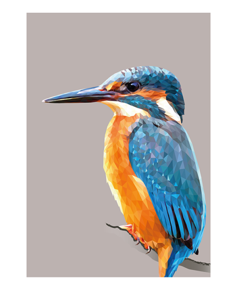 Digitally-rendered Kingfisher artwork as a fine art print.