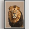 Lion wall art print fine art Giclée, digitally-rendered and hand-finished with gold leaf.