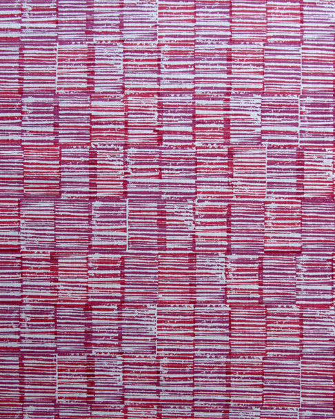 Deep pink cushion fabric detail of 'Sakori' Japanese style linen print fabric..