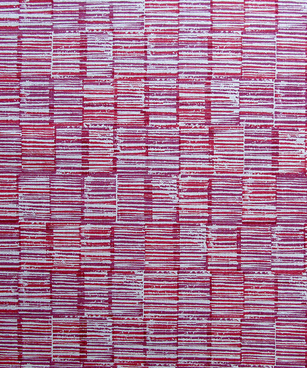 Deep pink cushion fabric detail of 'Sakori' Japanese style linen print fabric..